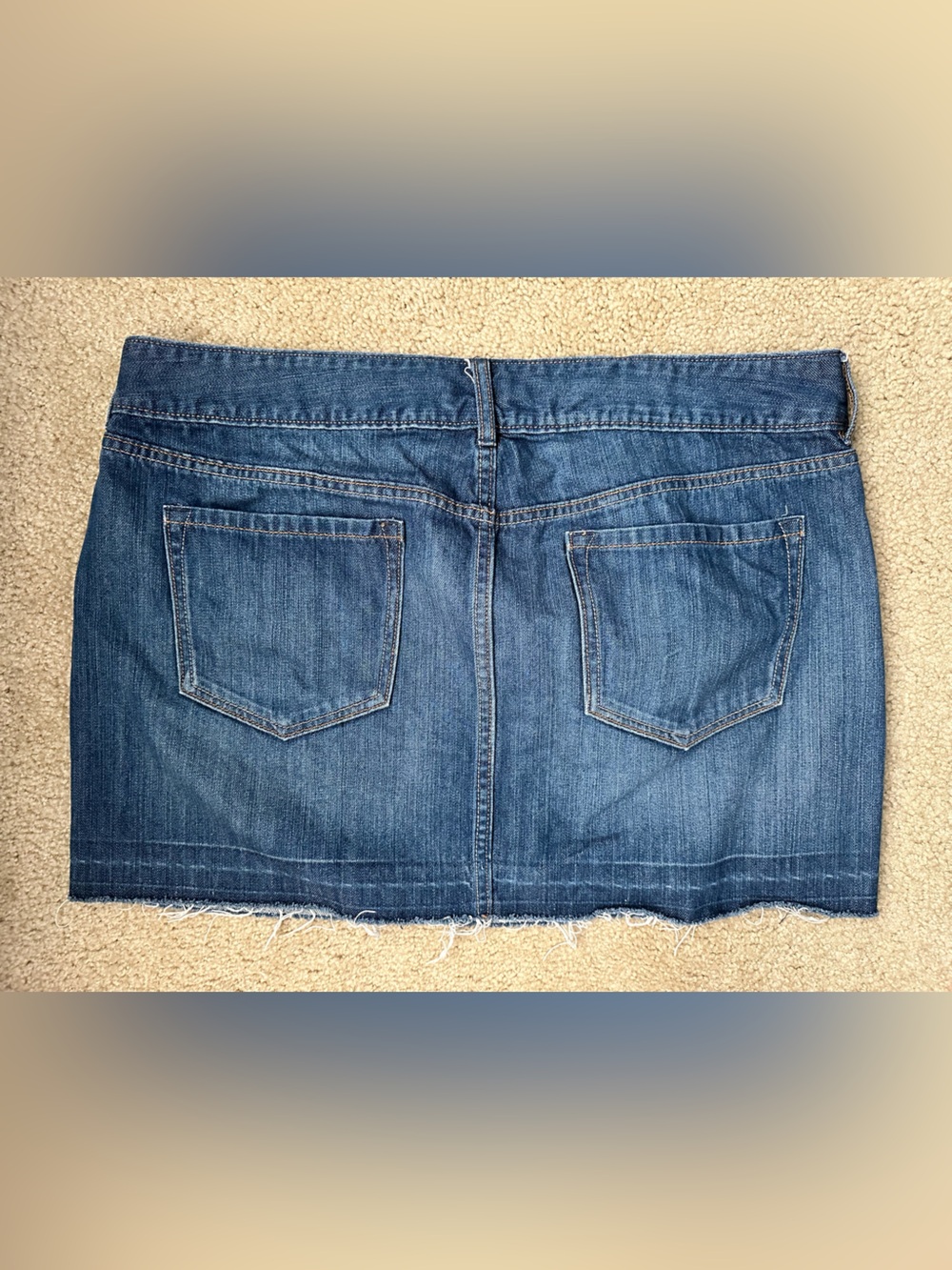 Old Navy Blue Denim Mini Skirt with Frayed Hem - Picture 2 of 5